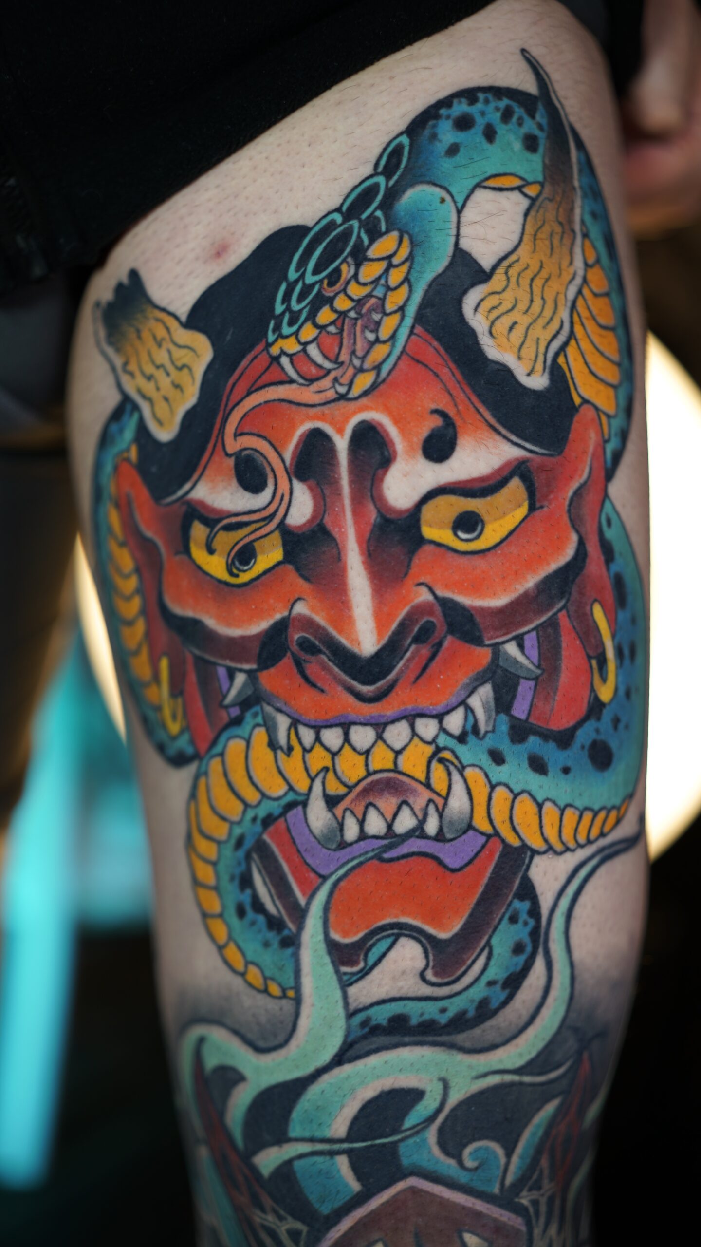 Acabados y texturas en tatuaje neo oriental